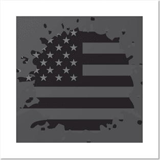 Black American Flag Posters and Art